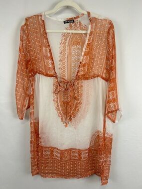 For bundles only - Paradise swim dress coverup sheer 3/4 sleeve Paisley OS